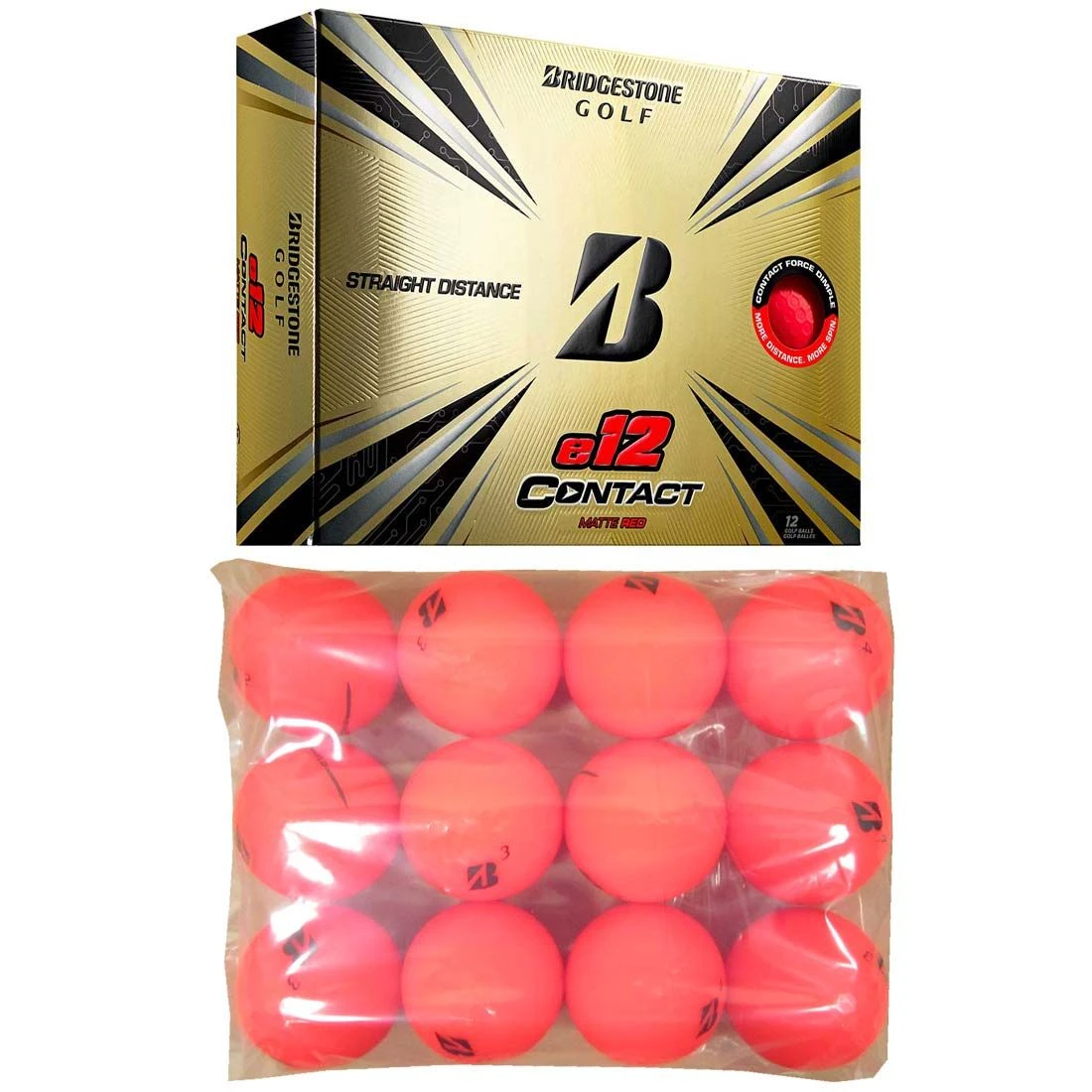 Bridgestone 2022 E12 Contact Matte Red Bagged Golf Balls